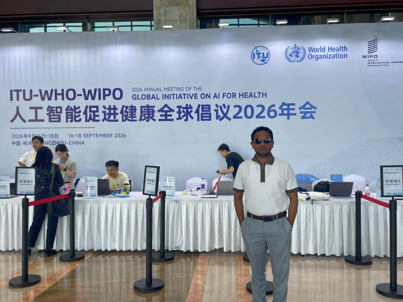 Sharing Jendo Innovations’ AI healthcare journey at the WHO–ITU–WIPO Global Initiative on AI for Health in Hangzhou, China.